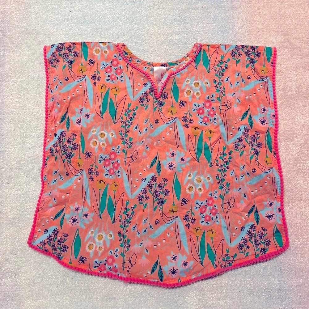Cat & Jack Floral Swim Cover-up with Pompom Trim - Size 2T-3T